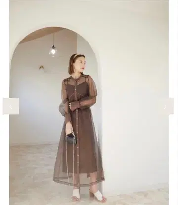 Reurie' 오리지널 오간자 원피스 (브라운)