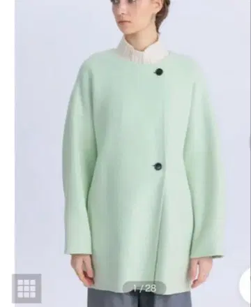 택 포함 새상품 [ 비슈 ] Aga 아가 스콧 클럽 노카라 미디 코트