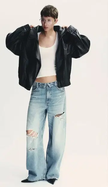 [ ZARA ] 택 포함 / 페이크 가죽 자켓 / XS