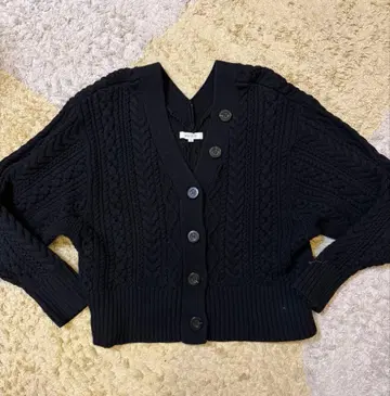 블랙 케이블 니트 가디건 M