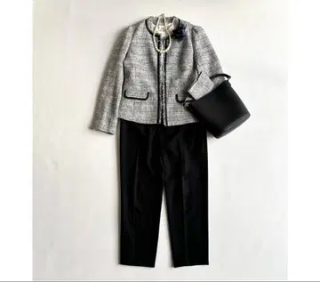빔즈 언타이틀 트위드 노카라 셋업 팬츠 졸업식 입학식 M
