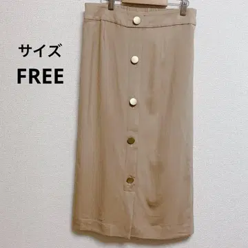 타이트 스커트 롱 프론트 버튼 오피스 베이지 오샤레