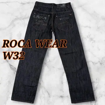 새상품급 ROCA WEAR 데님 다크 네이비 프린트 로고 W32