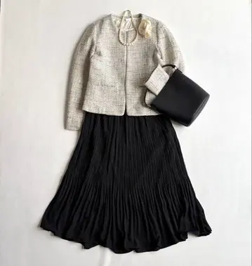 빔즈 롤리스 트위드 노카라 셋업 졸업식 입학식 블랙 L