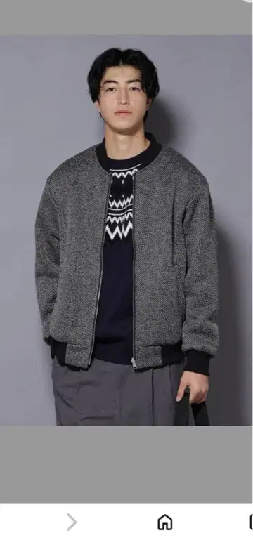 나노 유니버스 니트 플리스 ZIP 블루종