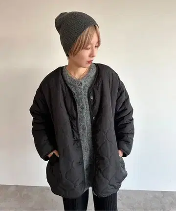 apres jour mignon 리버서블 퀼팅 블루종 블랙