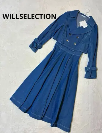 [새상품] WILLSELECTION 데님 W 버튼 자켓 플레어 스커트