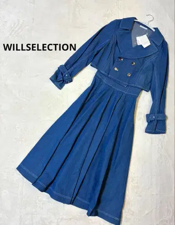 [새상품] WILLSELECTION 데님 W 버튼 자켓 플레어 스커트