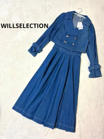 [새상품] WILLSELECTION 데님 W 버튼 자켓 플레어 스커트