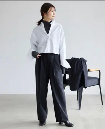 새상품급!SLOBE IENA 크롭 레귤러 셔츠