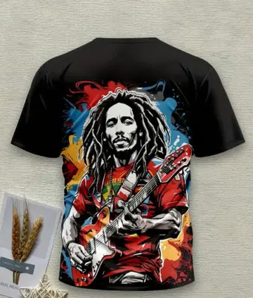 밥 말리 아트 티셔츠 남성용