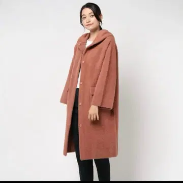 MARILYN MOON 쫀득한 원단 후드 니트 코트 롱 코트