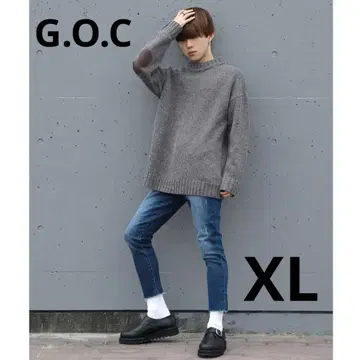 G.O.C. 차콜 그레이 터틀넥 니트 XL 엘보우 패치