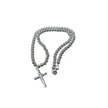 925 50cm 볼 체인 크로스 목걸이 로사리오 십자가