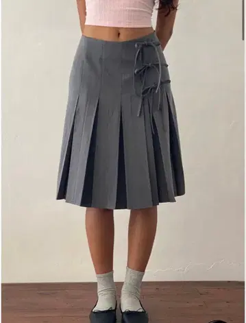 MOTEL 플리츠 스커트 사이드 리본