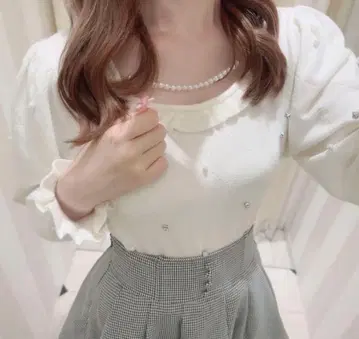 에블린 evelyn 비쥬 펄 니트 화이트