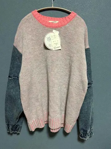 add COLOR 핑크 그레이 긴팔 스웨터 L