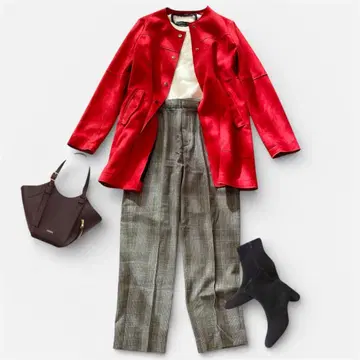 빨간색 코트 묶음 판매 코디 판매 셋업 여성용 의류 성인 멋짐