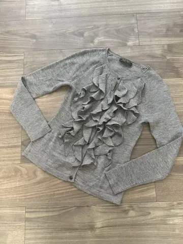 Dual View 프릴 긴팔 가디건 그레이 40