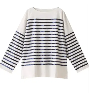 화이트/블랙 스트라이프 긴팔 티셔츠