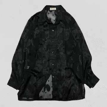 St.river 시어 셔츠 자카드 꽃무늬 자수 빅 루즈 올 패턴 F