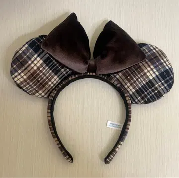 디즈니 체크 무늬 머리띠