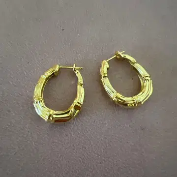 골드 대나무 스타일 후프 귀걸이