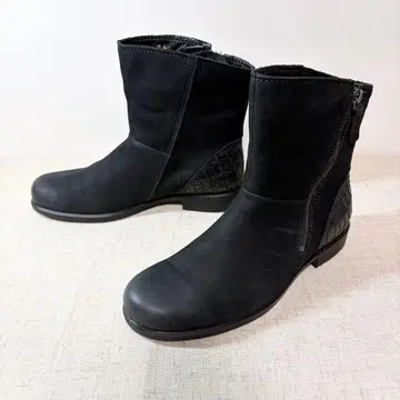 컨디션 최상 ECCO 에코 숏부츠 크로코 사이드 지퍼 24.5cm