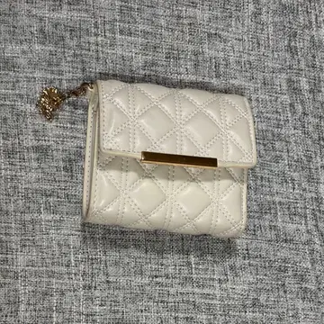 RANDA 퀼팅 3단 폴더형 미니 지갑 아이보리