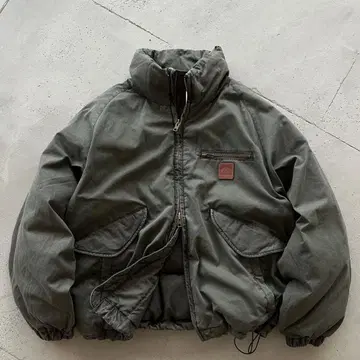 Perushu 라이트 덕 충전솜 볼륨 스탠드넥 블루종 카키 M