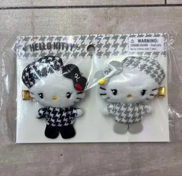 산리오/흑백 걸리시 쌍둥이 코디 헤어 클립 세트 키티 미미