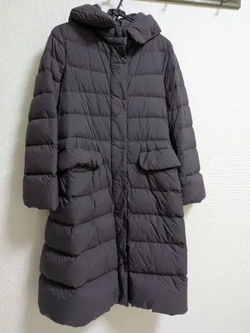 유니클로+J 울트라 라이트 다운 후디드 코트 퍼플 M 수납 파우치 포함