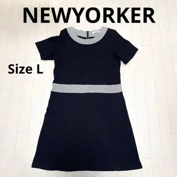NEWYORKER 반팔 원피스 바이컬러 무릎 기장 정도 네이비