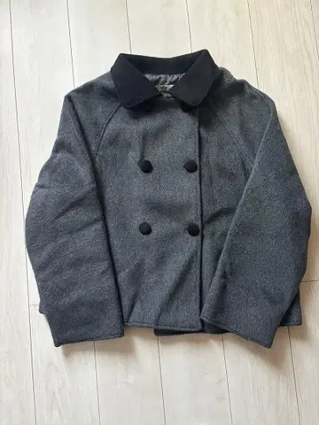 더블 브레스트 피 코트 그레이