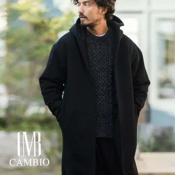 CAMBIO 후드 부착 롱 코트 블랙