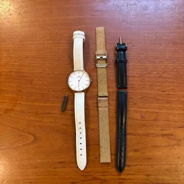 DW 화이트 가죽과 골드 메쉬 시계