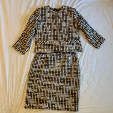 체크 무늬 트위드 셋업 쇼와 레트로