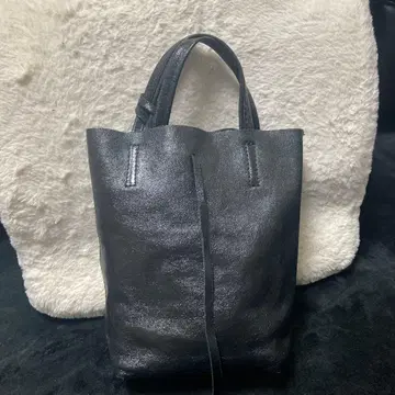 2way 백 블랙 가죽 숄더백 잡화 파우치 포함