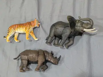 3D 퍼즐 모형 동물 피규어 3체 세트 호랑이 코끼리 코뿔소