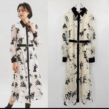그레이스 콘티넨탈 스플래터 프린트 롱 셔츠 원피스