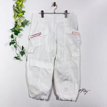 MONA MARINA 카고 팬츠(44) 화이트 빅 사이즈 바스락