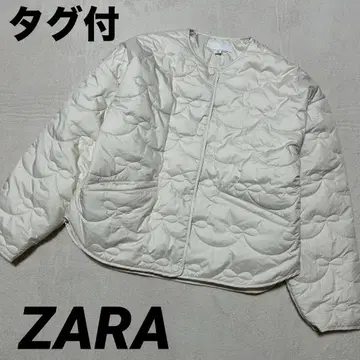 레어 택 포함 [ ZARA ] 퀼팅 자켓 리본 자수 화이트 M