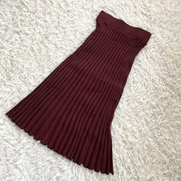 [ 미라 오웬 ] 리브 스커트 롱 기장 1 브라운 허리밴딩