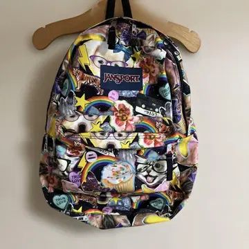 JANSPORT 컬러풀 백팩 고양이