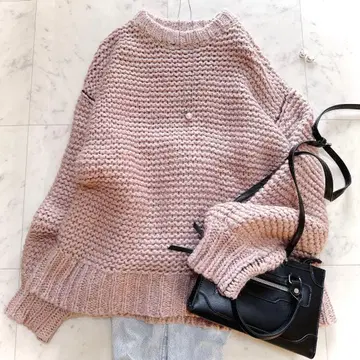 새상품급 미라 오웬 헤어 블렌드 니트 풀오버 핑크 집에서 세탁 가능