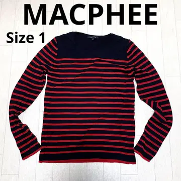 MACPHEE 보더 니트 스웨터 긴팔 울 맥피 네이비