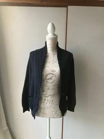 네이비 리브 가디건 긴팔