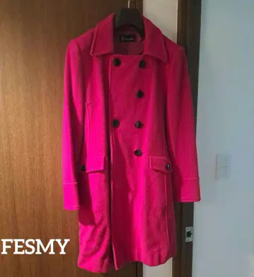 FESMY 레드 더블 브레스트 코트