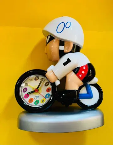 자전거 캐릭터 케이린맨 알람 시계 완동품 경륜 1번차 화이트 선수