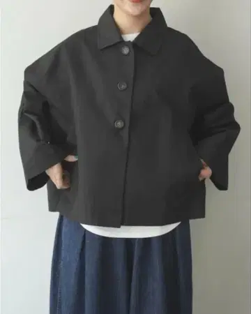 마오메이드 mao made 스탠 칼라 숏 코트 블랙